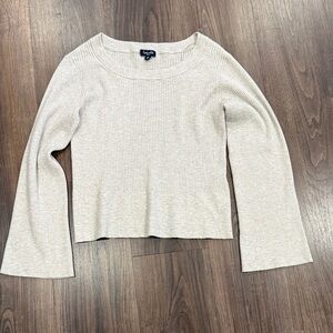 Splendid Cream Ribbed Long Sleeve Top